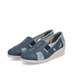 Rieker kék kombi női bebújós bőr félcipő L5358-12