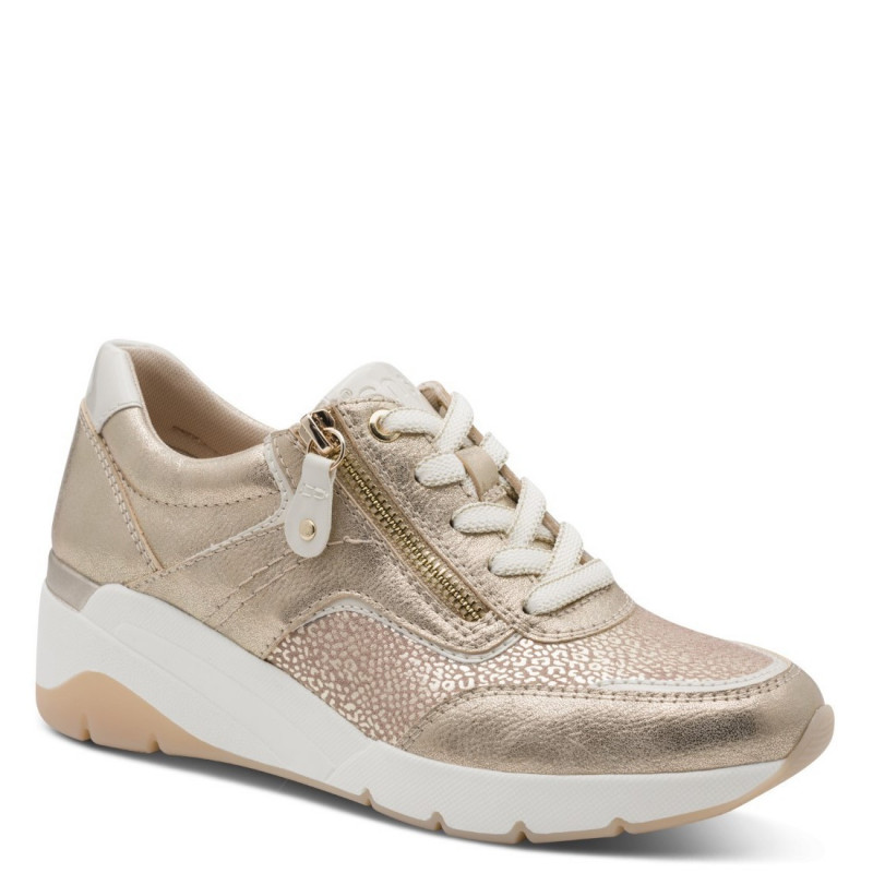 Jana női fűzős cipzáras arany kombi sneaker félcipő 23768-46-938 07776