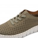 Jana női olivazöld fűzős lyukacsos sneaker félcipő 23650-46-722 07777