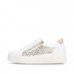 Remonte női fűzős cipzáras fehér bőr sneaker félcipő D1C11-80