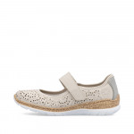 Rieker női tépőzáras bézs kombi balerina cipő N4299-60