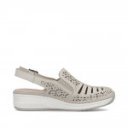 Rieker női bézs bőr cipő - hátul nyitott szling 48763-60