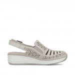 Rieker női bézs bőr cipő - hátul nyitott szling 48763-60