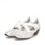 Rieker női fehér lyukacsos tépőzáras bőr cipő 43773-80