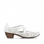 Rieker női fehér lyukacsos tépőzáras bőr cipő 43773-80