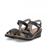 Remonte női fekete tépőzáras éktalpú bőr szandál R6266-01