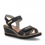 Remonte női fekete tépőzáras éktalpú bőr szandál R6266-01 Női Remonte