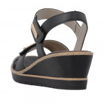 Remonte női fekete tépőzáras éktalpú bőr szandál R6266-01