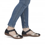 Rieker fekete metál kombi oldalt nyitott női cipő M1655-00