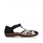 Rieker fekete metál kombi oldalt nyitott női cipő M1655-00