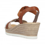 Rieker női bebújós barna bézs fehér mix telitalpú szandál 61995-81