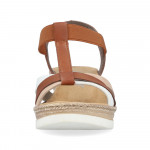 Rieker női bebújós barna bézs fehér mix telitalpú szandál 61995-81
