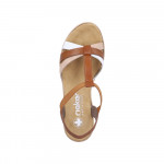 Rieker női bebújós barna bézs fehér mix telitalpú szandál 61995-81