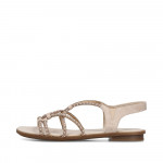 Rieker bronz bézs mix női bebújós szandál 64270-90