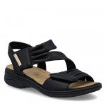 Rieker fekete női tépőzáras bőr szandál kivehető talpbetéttel 64562-00 Női Rieker