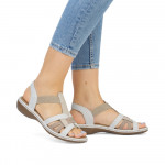 Rieker fehér bézs mix női bebújós szandál 65918-81