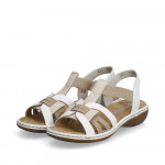 Rieker fehér bézs mix női bebújós szandál 65918-81