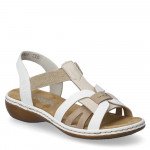 Rieker fehér bézs mix női bebújós szandál  65918-81 Női Rieker