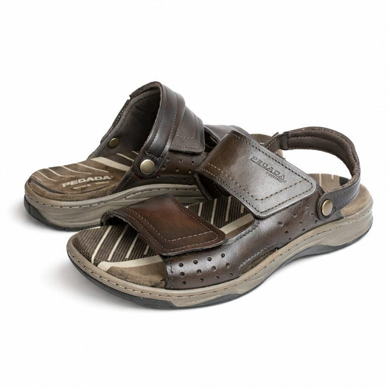 Pegada férfi tépőzáras bőr szandál + papucs kombináció 132254-03 07800