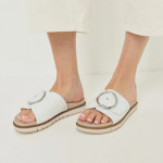 Tamaris Comfort fehér női bőr papucs 87106-42-108 07779