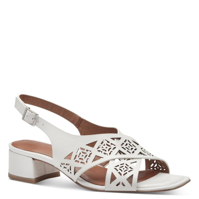 Tamaris csatos női áttört fehér bőr szandál 28252-42-100 07756
