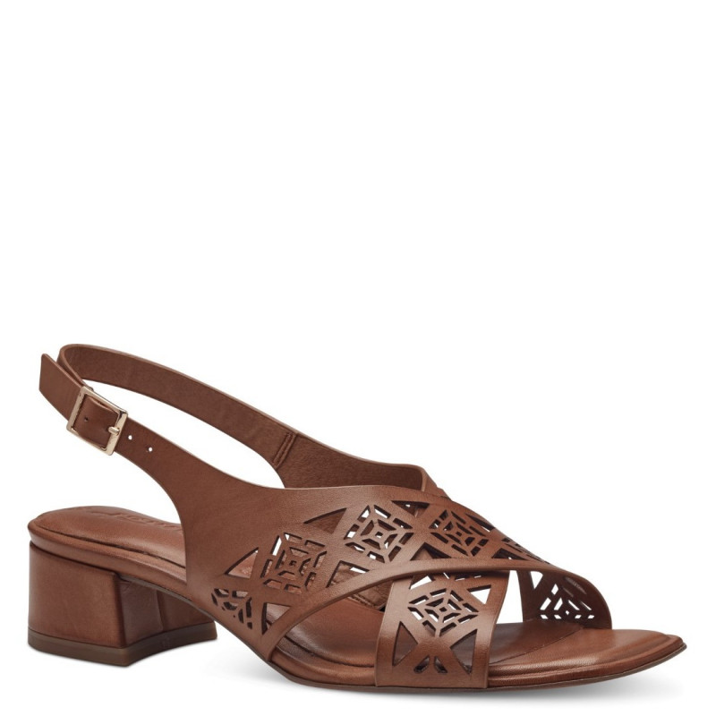 Tamaris csatos női áttört barna bőr szandál 28252-42-440 07757