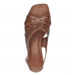 Tamaris csatos női áttört barna bőr szandál 28252-42-440 07757