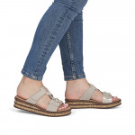 Rieker tépőzáras női bézs platformos papucs 62936-60