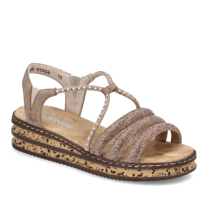 Rieker bebújós női metál színű szandál 62977-90