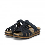 Rieker tépőzáras női kék platformos papucs 62986-14