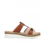 Rieker barna kék bézs mix női tépőzáras papucs V1291-90