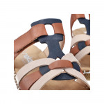 Rieker barna kék bézs mix női tépőzáras papucs V1291-90