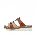 Rieker barna kék bézs mix női tépőzáras papucs V1291-90