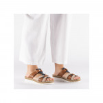 Rieker barna kék bézs mix női tépőzáras papucs V1291-90