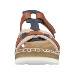 Rieker barna kék bézs mix női tépőzáras papucs V1291-90