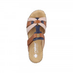 Rieker barna kék bézs mix női tépőzáras papucs V1291-90