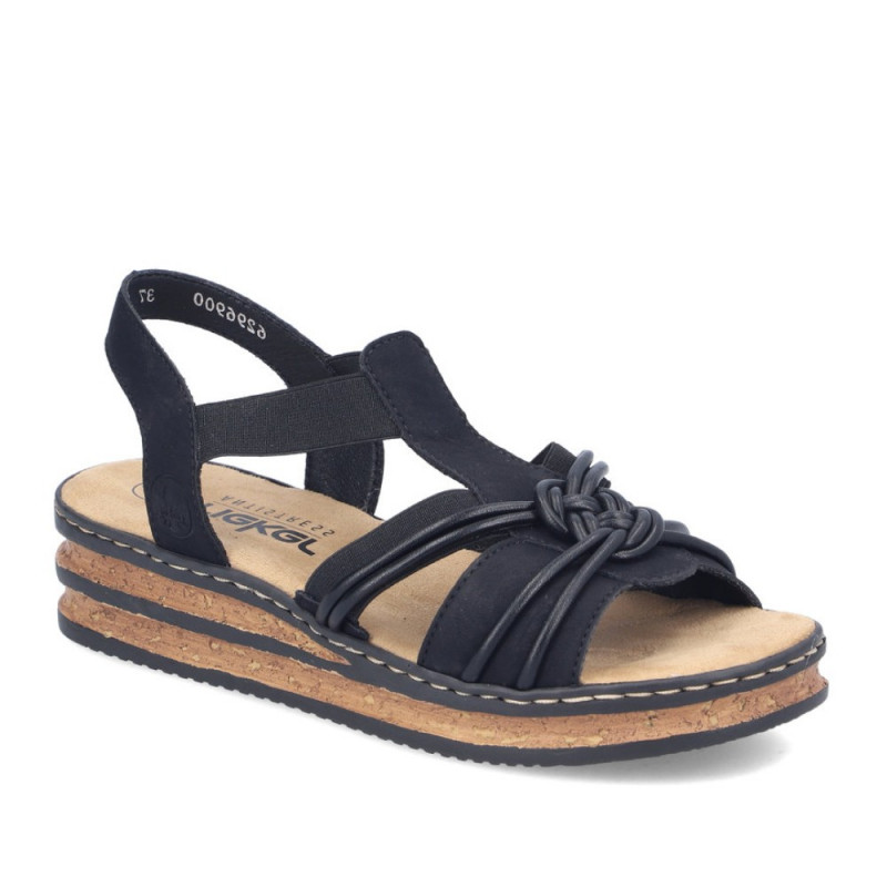 Rieker fekete női bebújós platformos szandál 62969-00