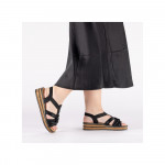 Rieker fekete női bebújós platformos szandál 62969-00