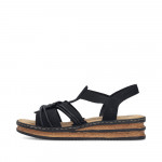 Rieker fekete női bebújós platformos szandál 62969-00