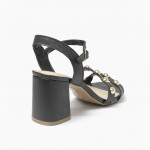 Bottero fekete női magas sarkú bőr szandál 373704-10 07818