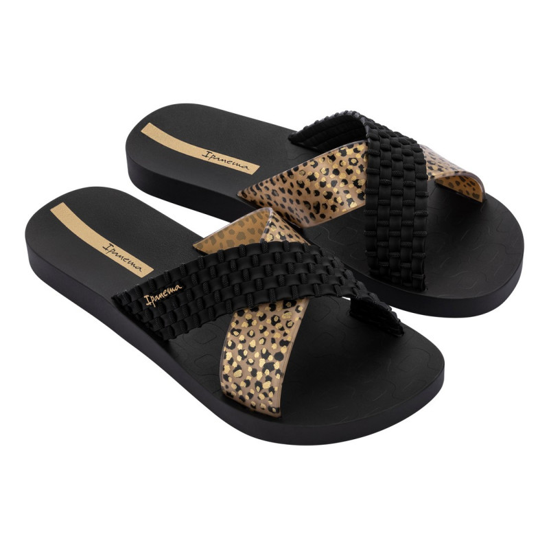 Ipanema Sense Slide fekete kombi női keresztpántos strandpapucs 27214-BP205