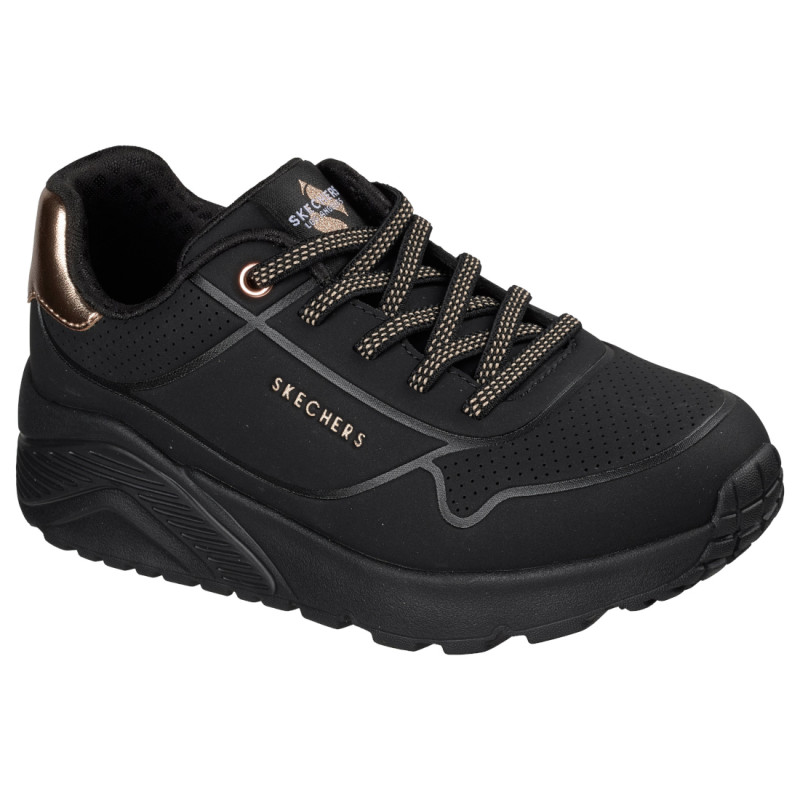 Skechers Uno Lite Metallic Mode fekete lányka–női fűzős sneaker cipő 310384L-BKRG