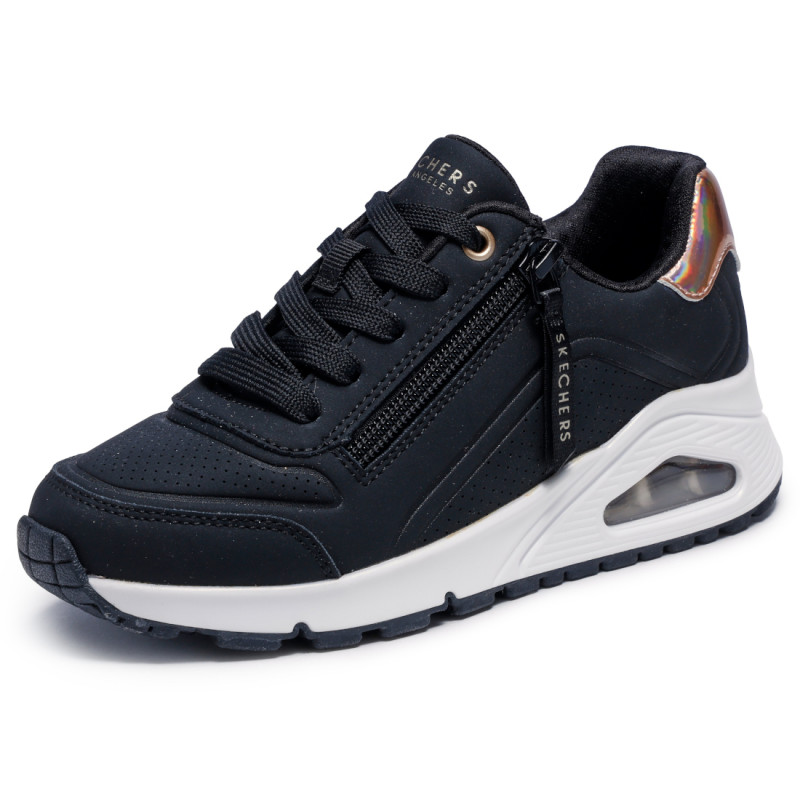 Skechers Uno Gen1 Zip And Stride fekete lányka–női fűzős, cipzáras sneaker cipő 310554L-BKRG
