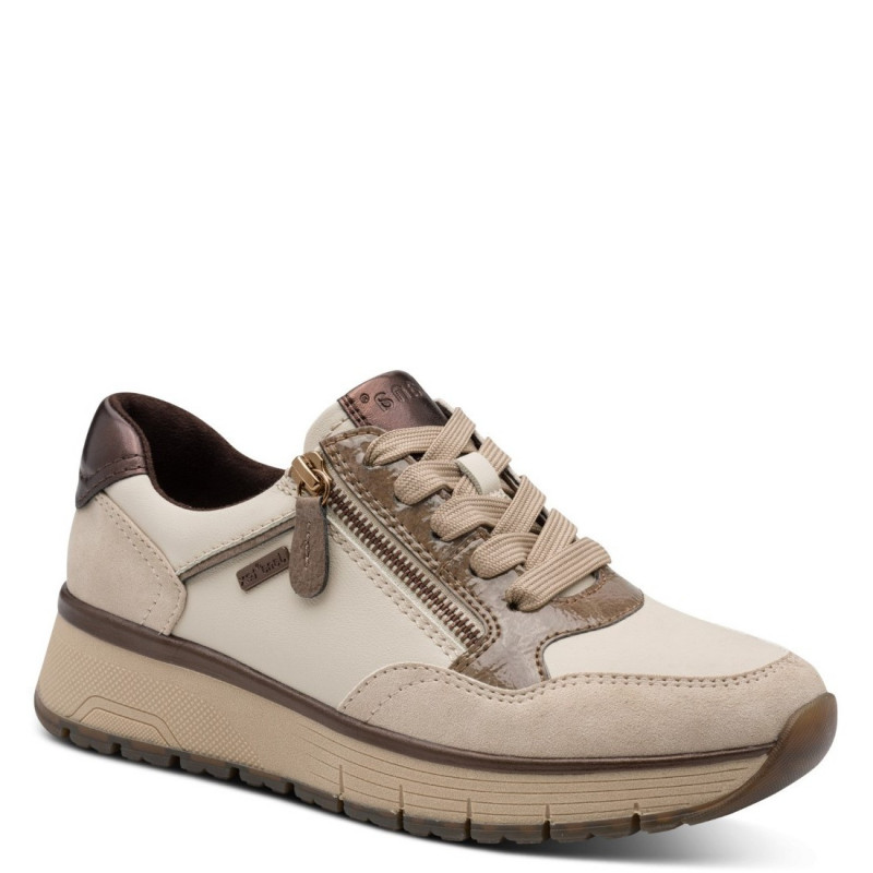 Jana női fűzős cipzáras bézs kombi sneaker félcipő 23762-45-490 07861