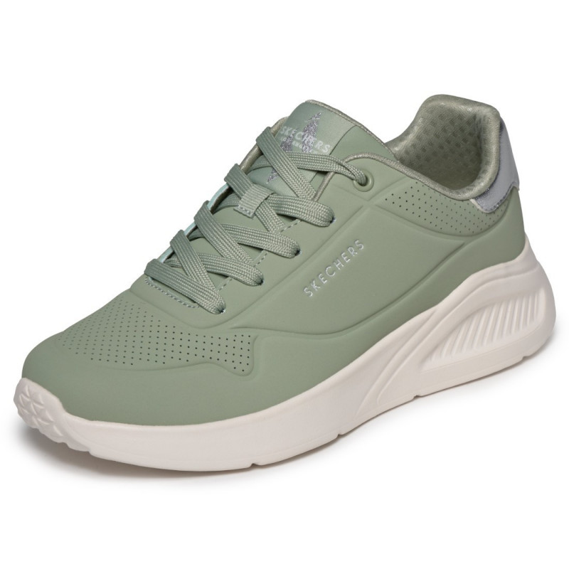 Skechers Uno Lite Shimmer Along spárgazöld női fűzős sneaker 177291-SAGE