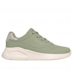 Skechers Uno Lite Shimmer Along spárgazöld női fűzős sneaker 177291-SAGE